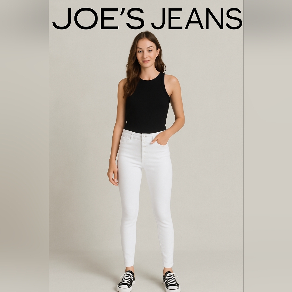 NWOT! Joe's Jeans High-Rise Button Fly Skinny White Ankle Jeans Size 30